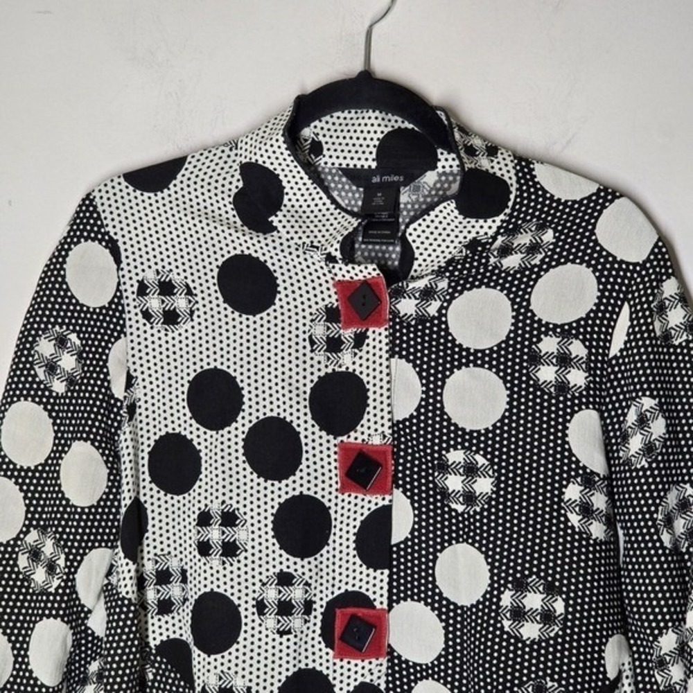 Ali Miles Polka Dot Patchwork Tunic Top Womens M … - image 5